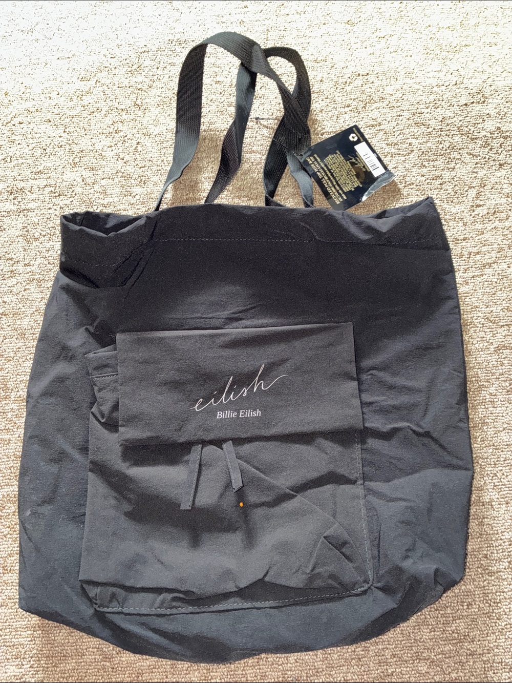 Billie Eilish Black Canvas Tote Bag with Front Pocket
